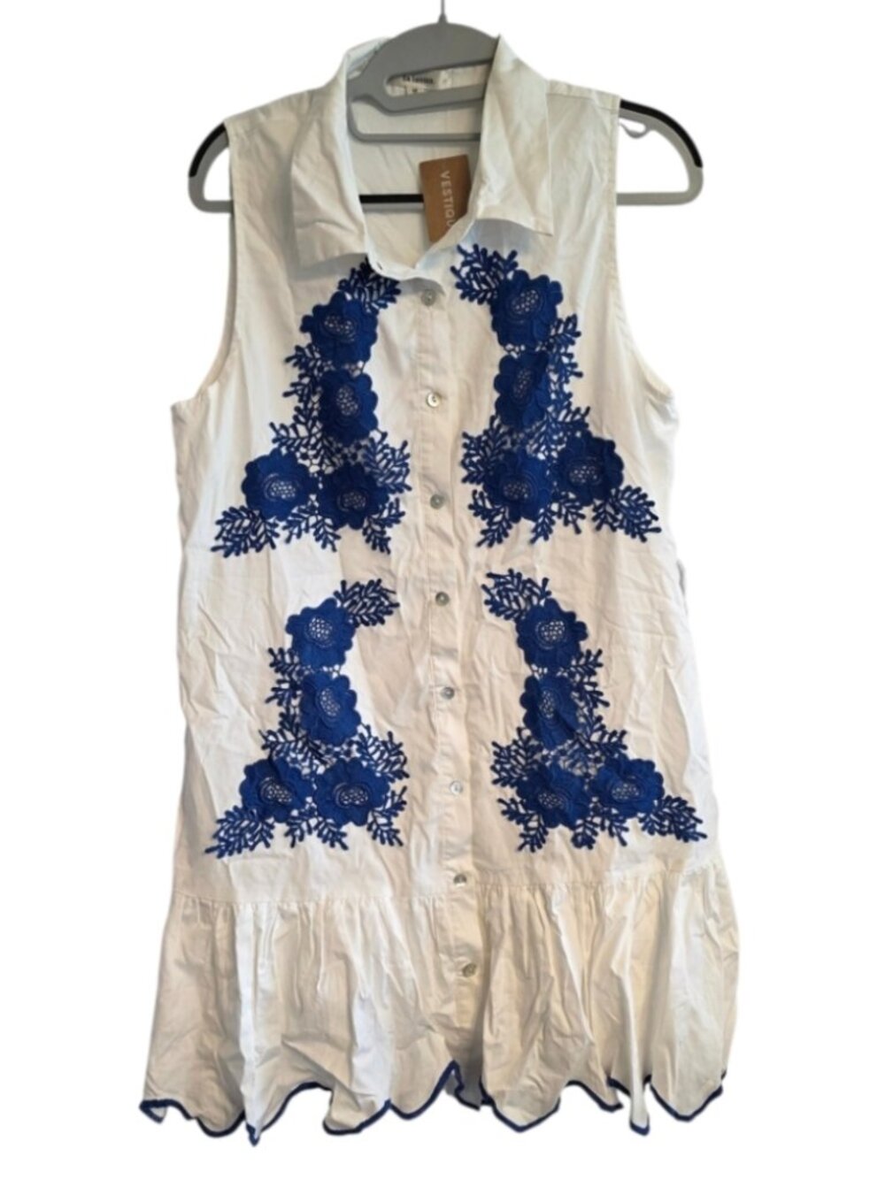 la lavon Natalie Mini Dress Sleeveless Floral Lace Embellished Sz M Cottagecore